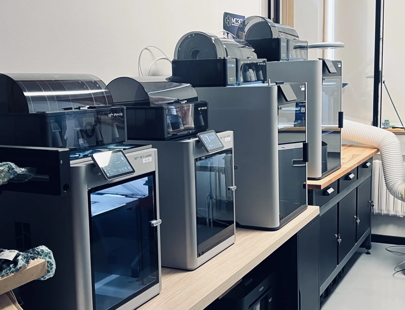 Parc de dix imprimantes FDM de MC3D pour la production en série
